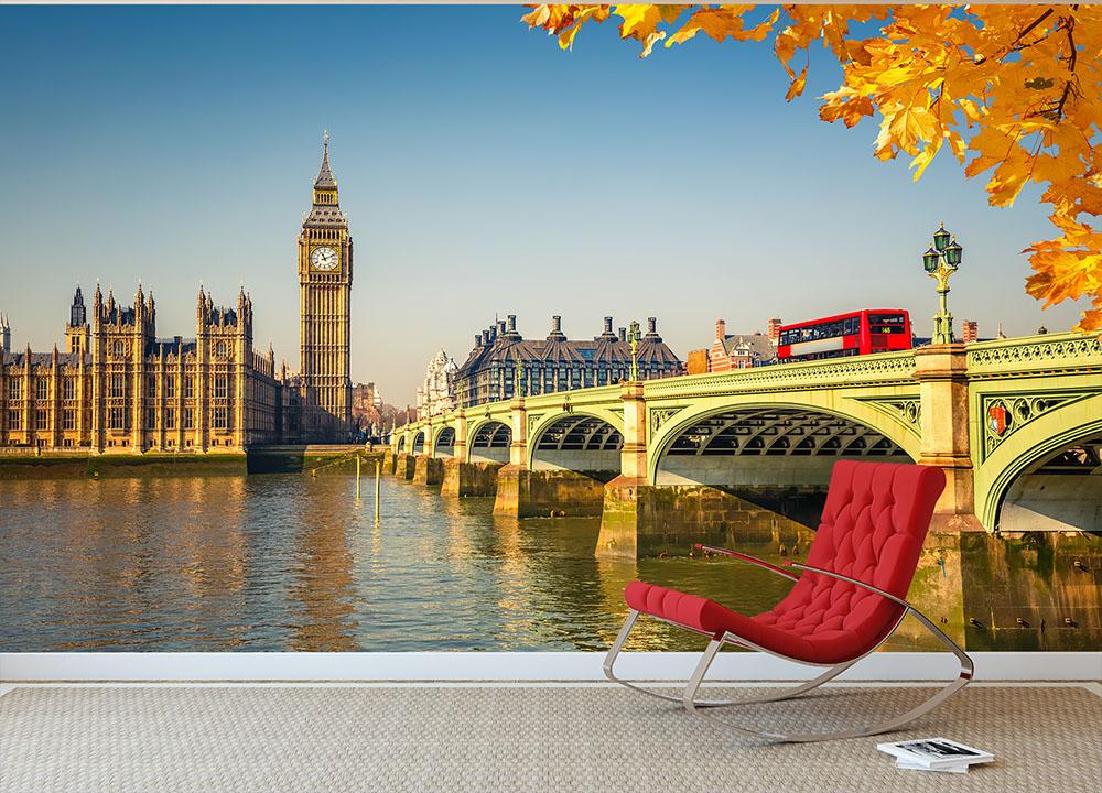 London wall mural used as a large statement wall