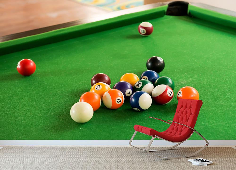 Snooker wallpaper mural idea for a games room feature wall