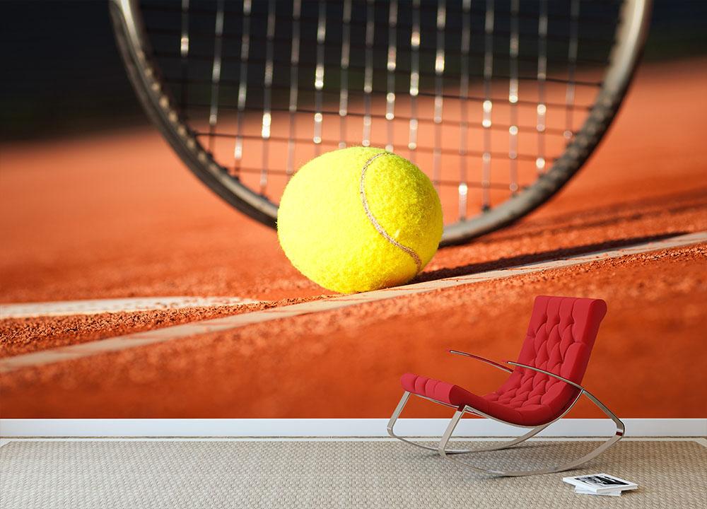 Tennis background wall mural wallpaper for a bright sports feature wall