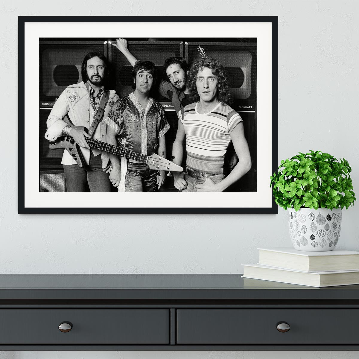 Framed rock music poster styled as music wall art