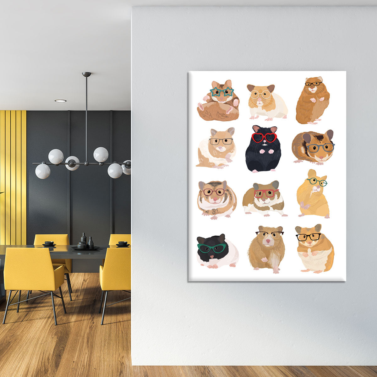 12 Hamsters In Glasses Canvas Print or Poster - 1x - 4