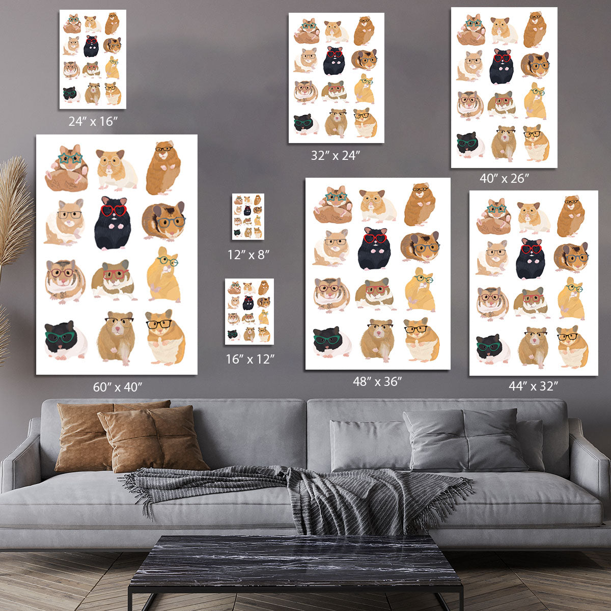 12 Hamsters In Glasses Canvas Print or Poster - 1x - 7