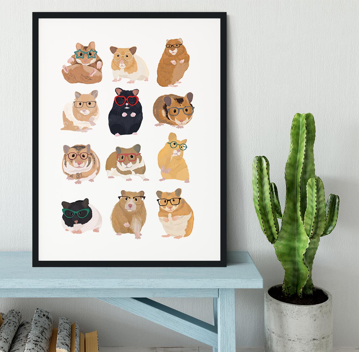 12 Hamsters In Glasses Framed Print - 1x - 1
