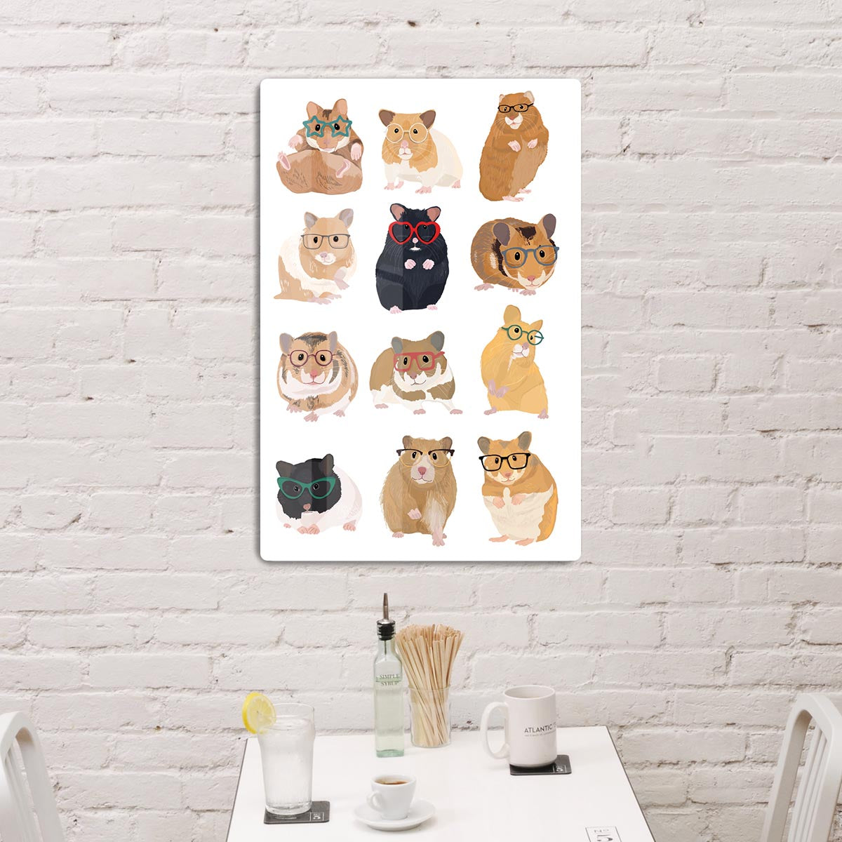 12 Hamsters In Glasses Acrylic Block - 1x - 3