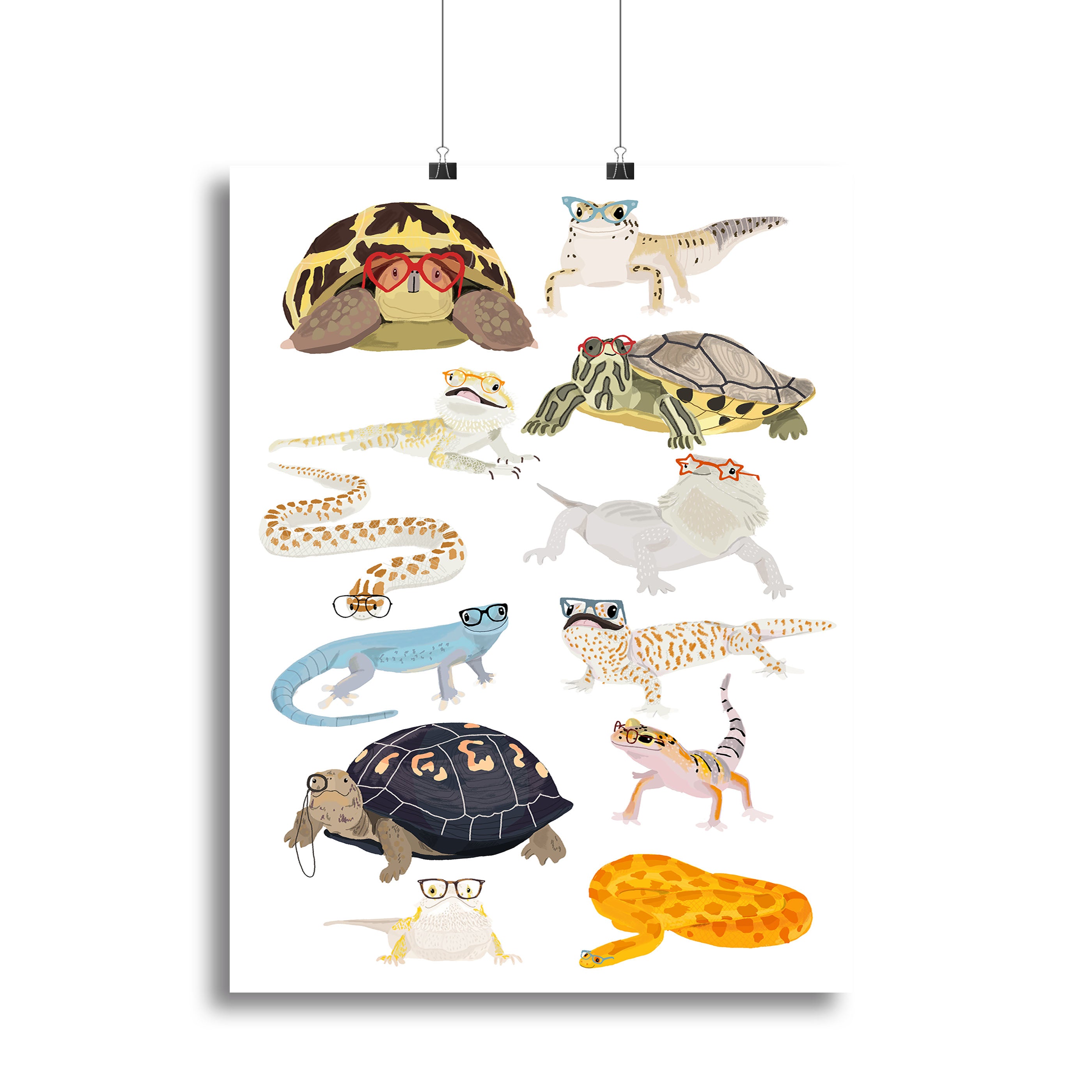 12 Reptiles In Glasses Canvas Print or Poster - 1x - 2