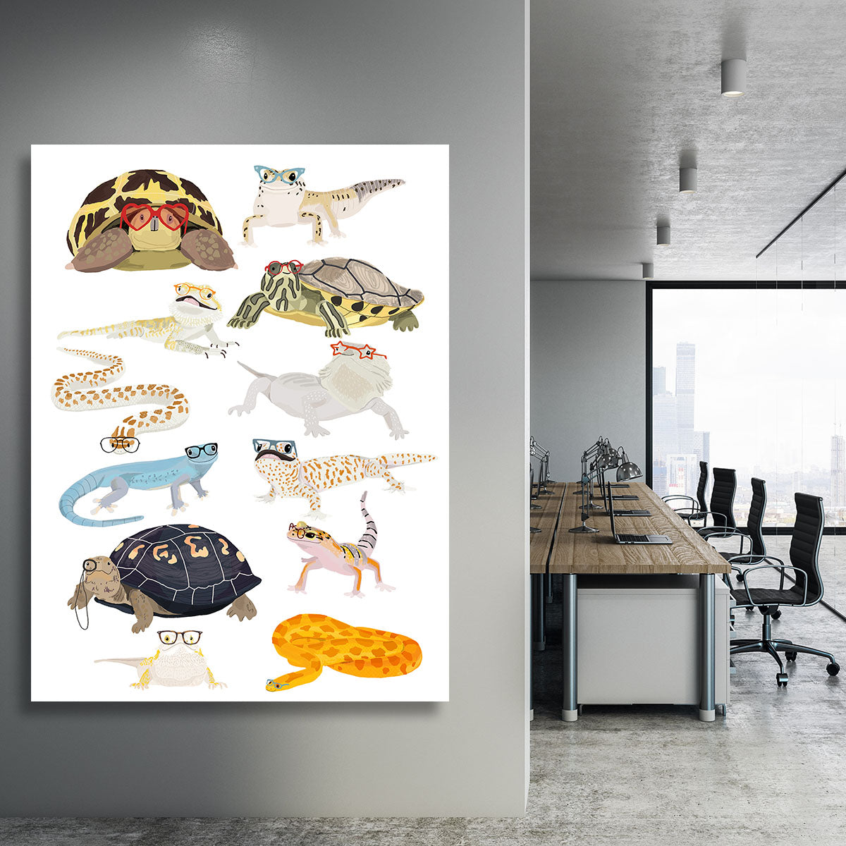 12 Reptiles In Glasses Canvas Print or Poster - 1x - 3