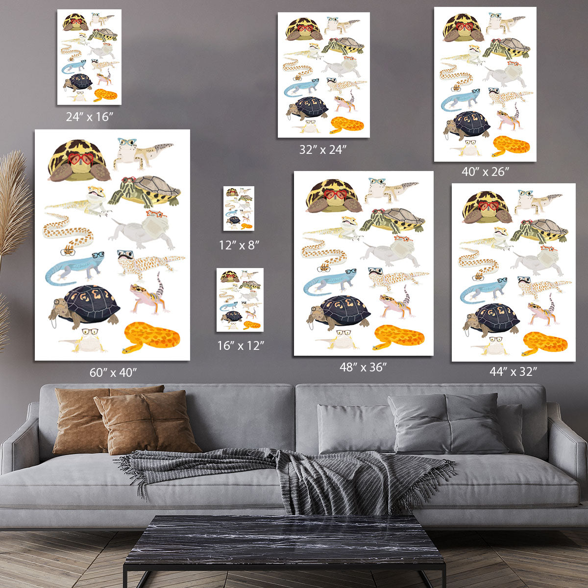 12 Reptiles In Glasses Canvas Print or Poster - 1x - 7