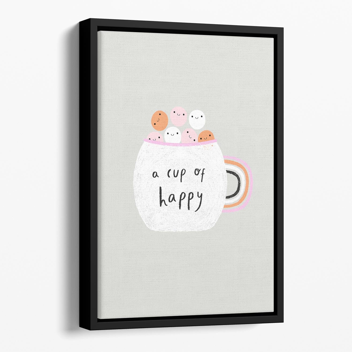 A Cup of Happy Floating Framed Canvas - Canvas Art Rocks - 1