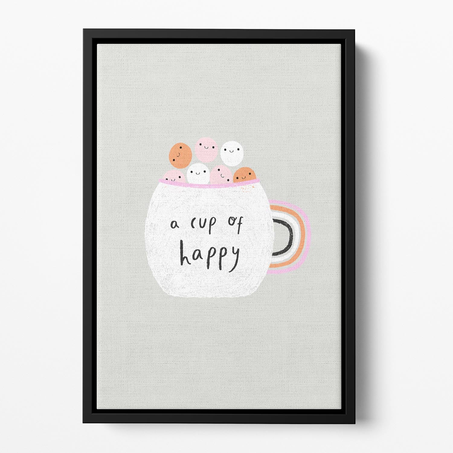 A Cup of Happy Floating Framed Canvas - Canvas Art Rocks - 2