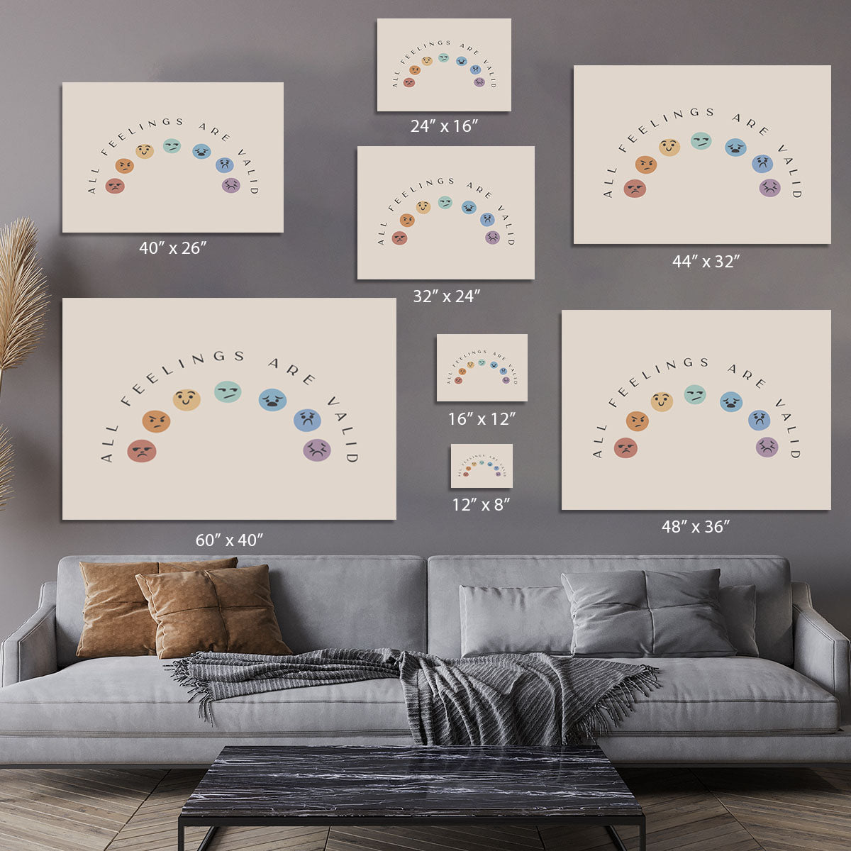All Feelings Are Valid Faces Canvas Print or Poster - Canvas Art Rocks - 7