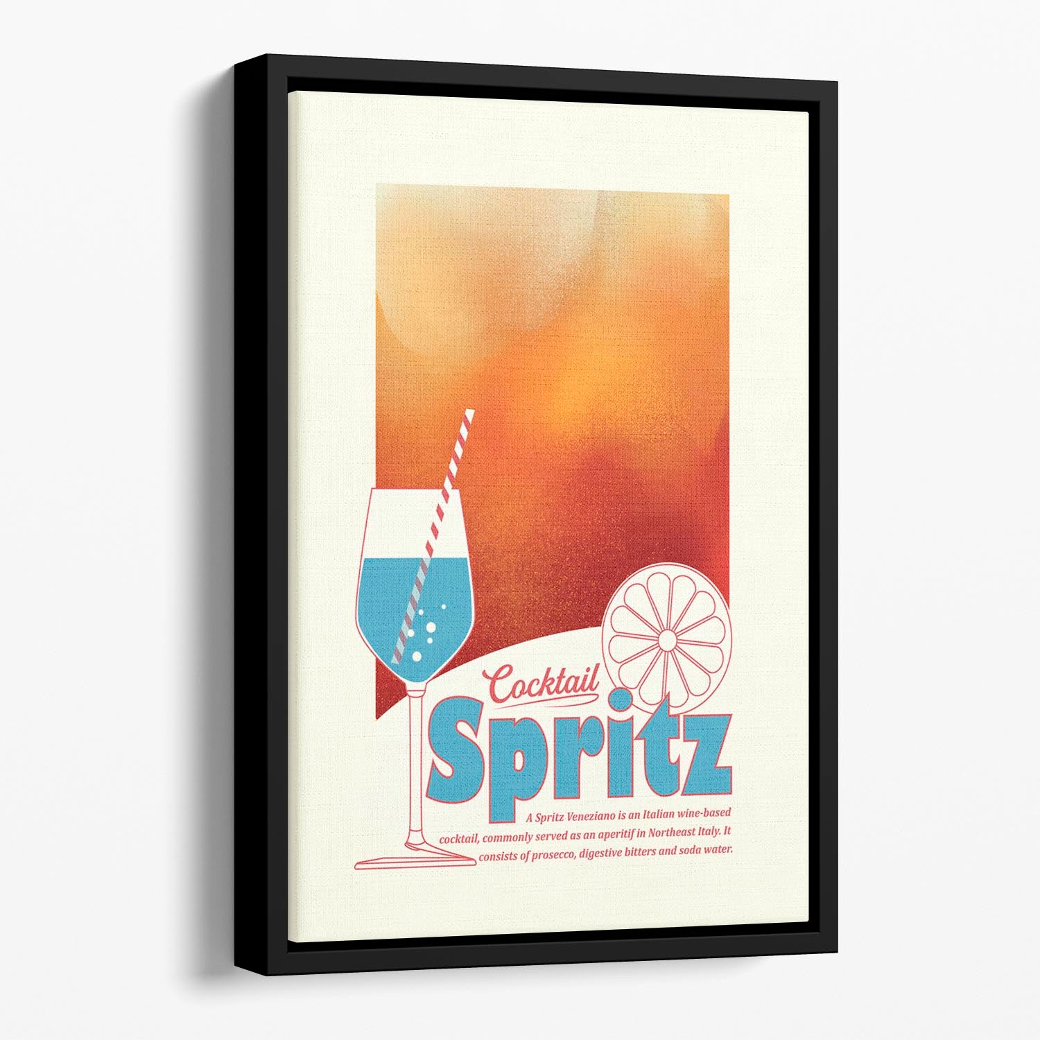 Aperol Spritz print Floating Framed Canvas - Canvas Art Rocks - 1