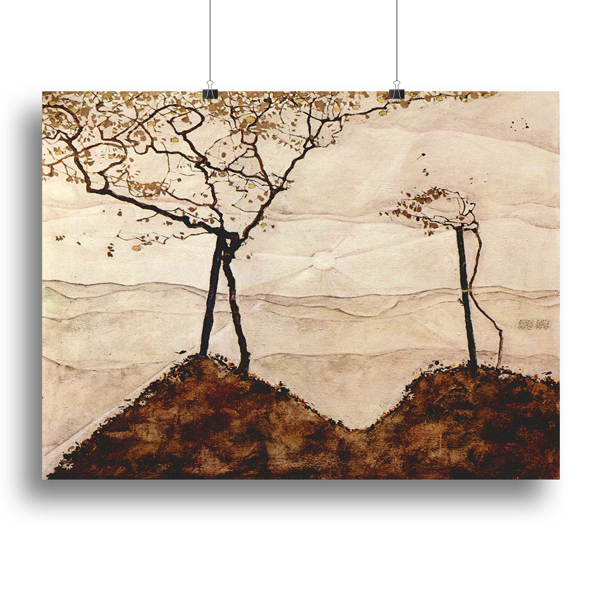 Autumn sun and trees by Egon Schiele Poster - Unframed