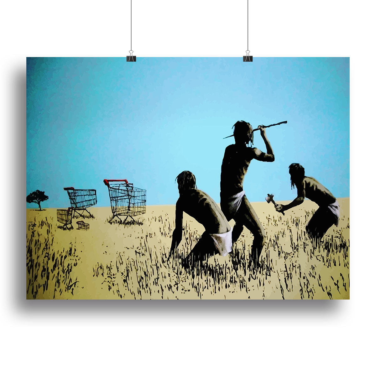 Banksy Aborigine Hunters Poster - Unframed