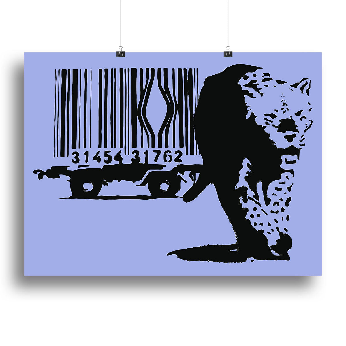 Banksy Barcode Leopard Blue Poster - Unframed