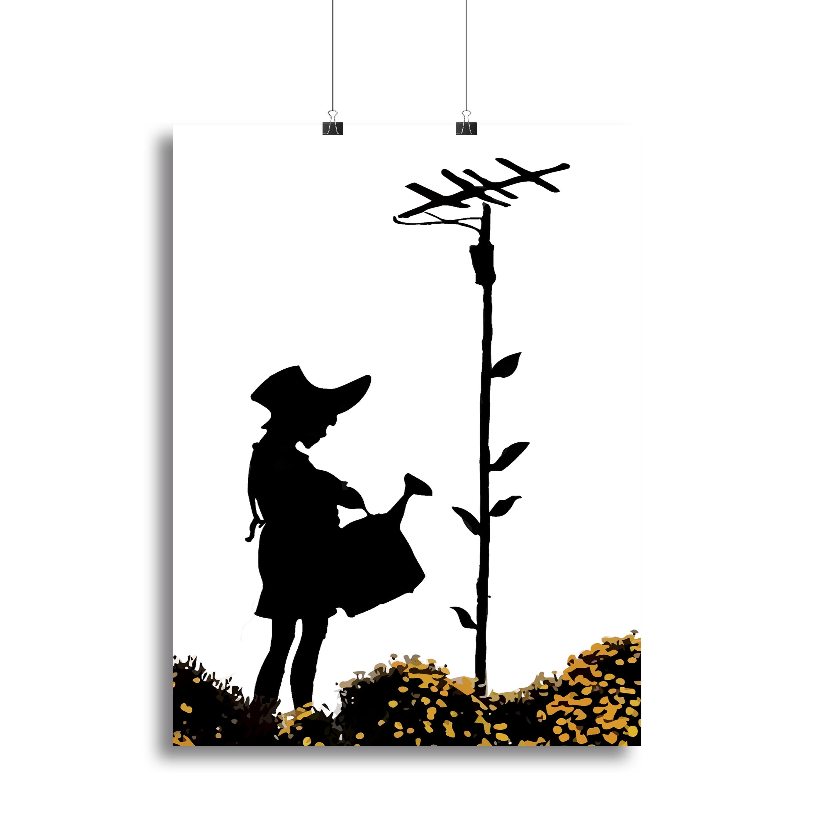 Banksy Flower Aerial Girl Poster - Unframed