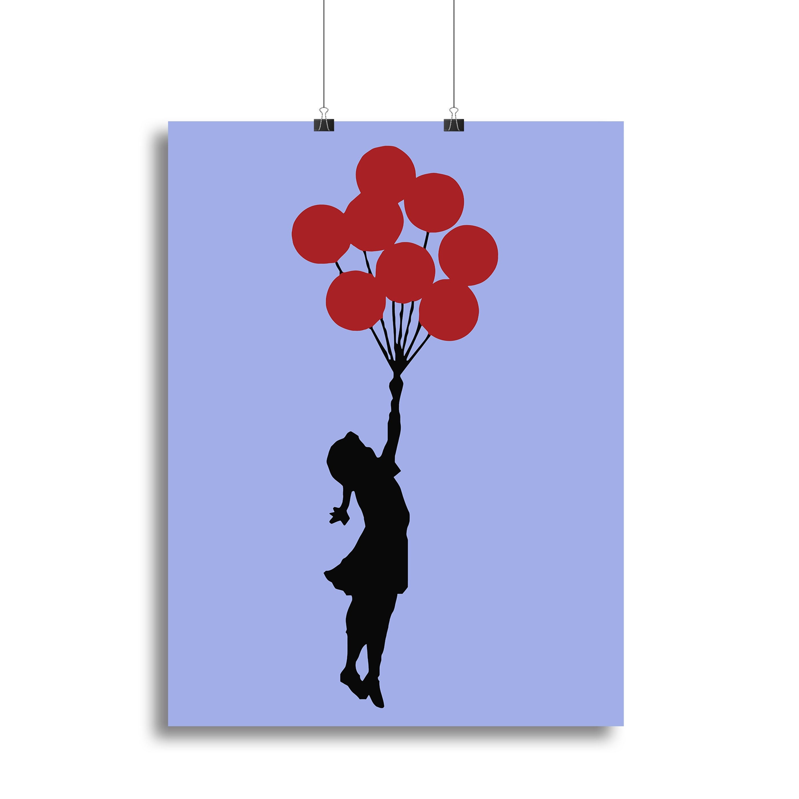 Banksy Flying Balloon Girl Blue Poster - Unframed