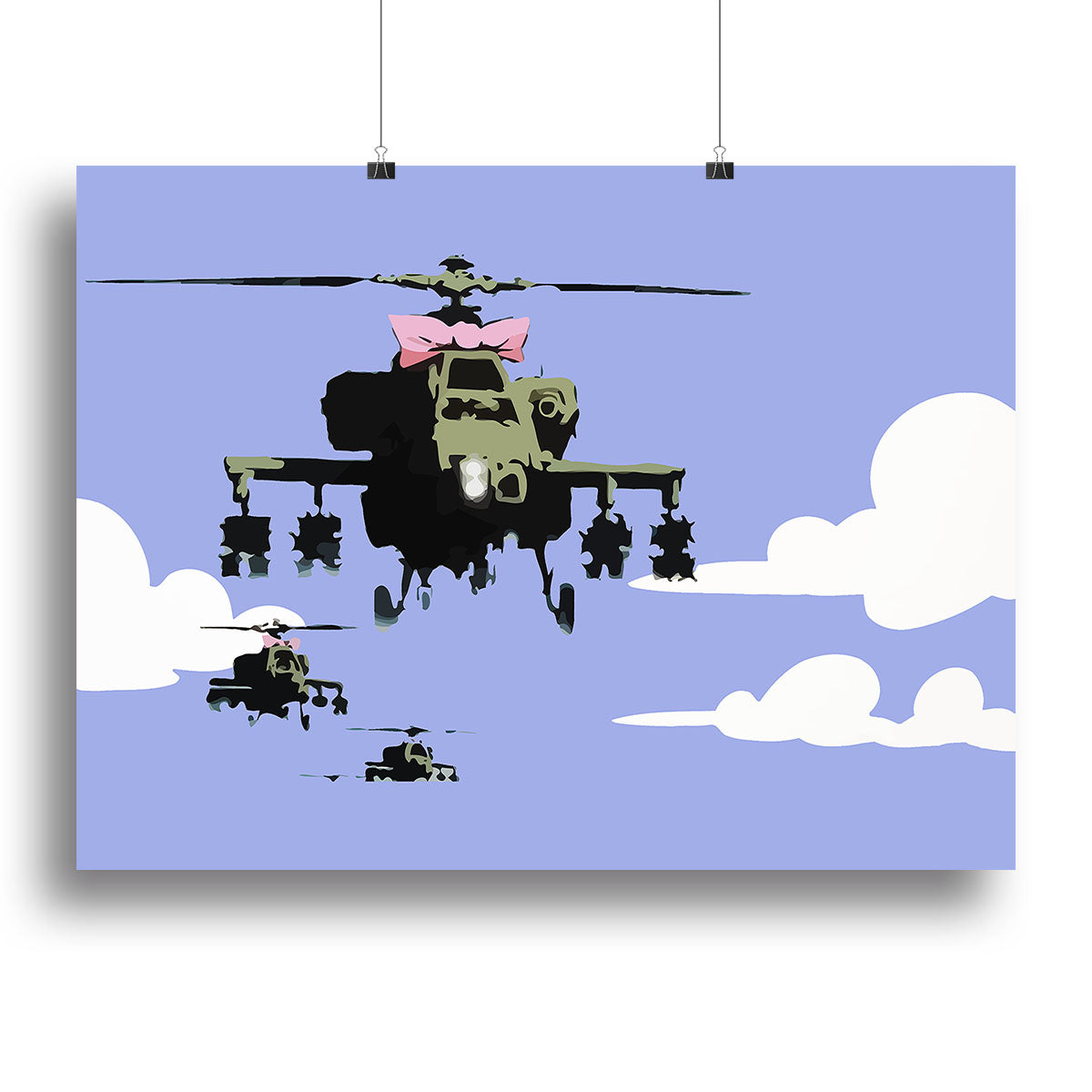 Banksy Friendly Helicopters Blue Poster - Unframed