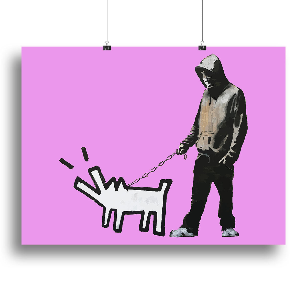 Banksy Keith Haring Dog Purple Poster - Unframed