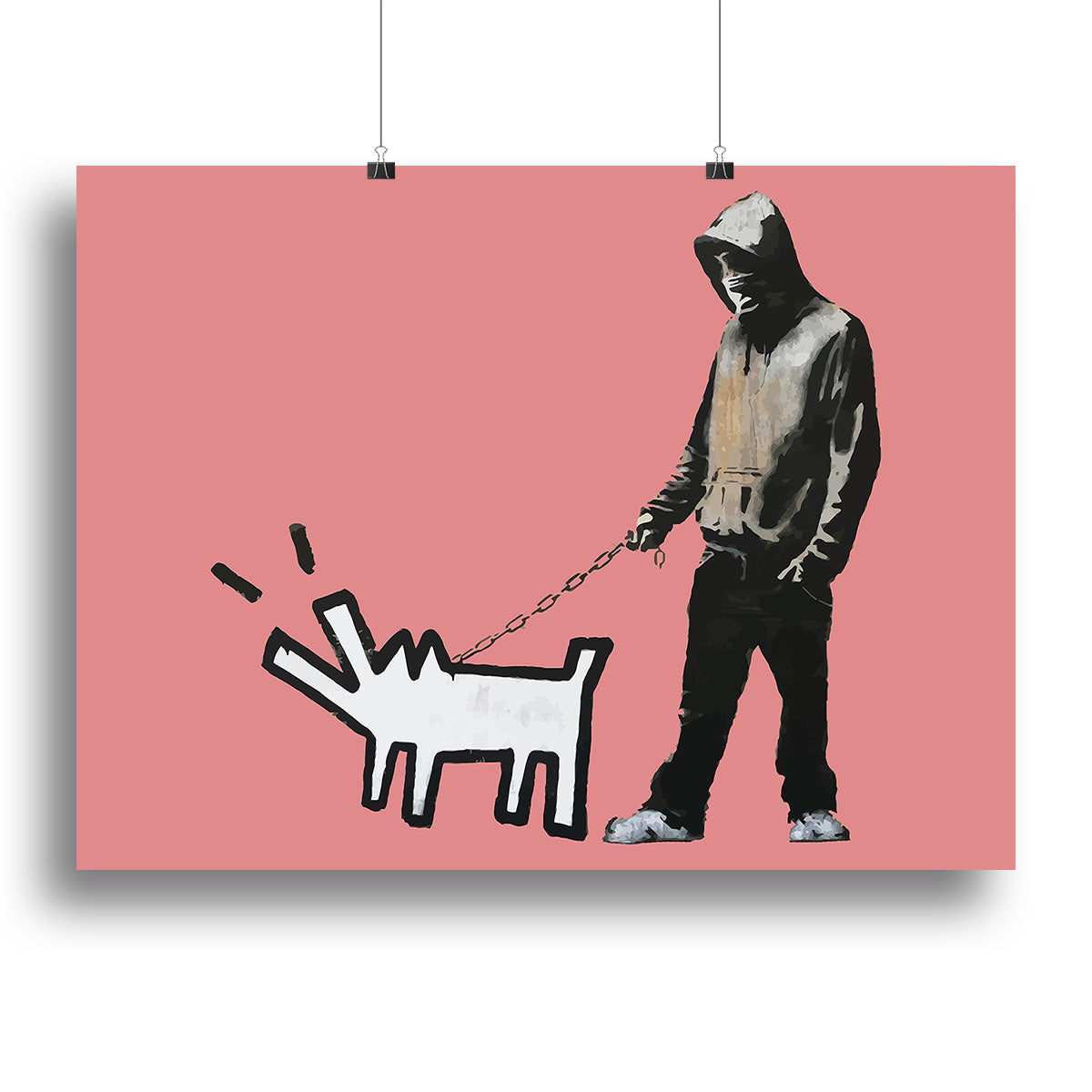 Banksy Keith Haring Dog Red Poster - Unframed