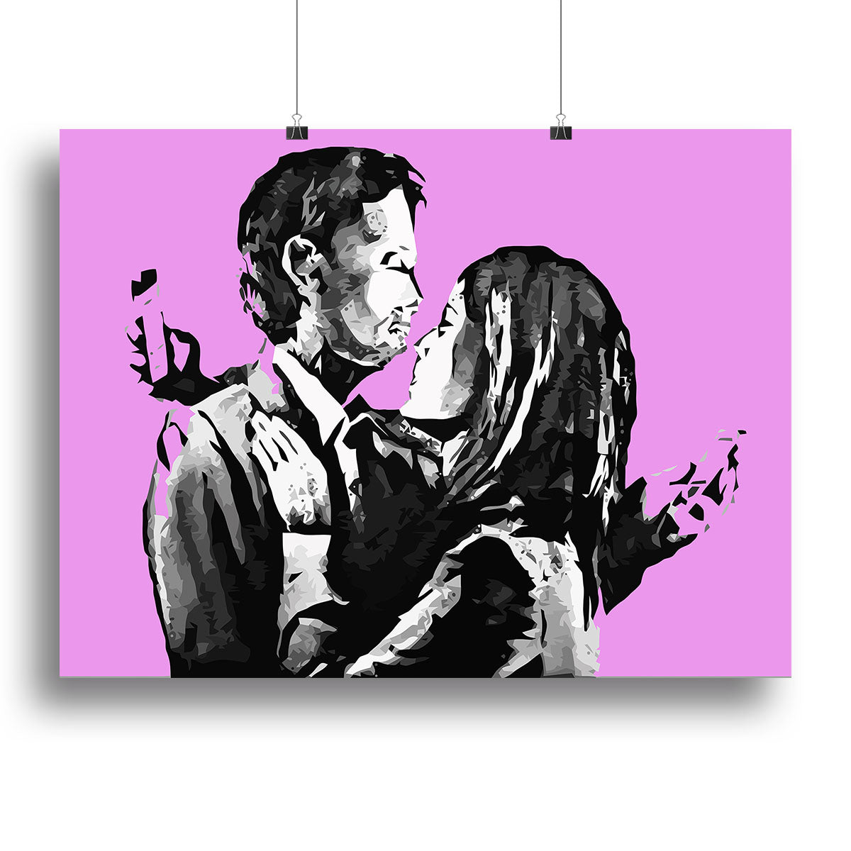 Banksy Mobile Lovers Purple Poster - Unframed