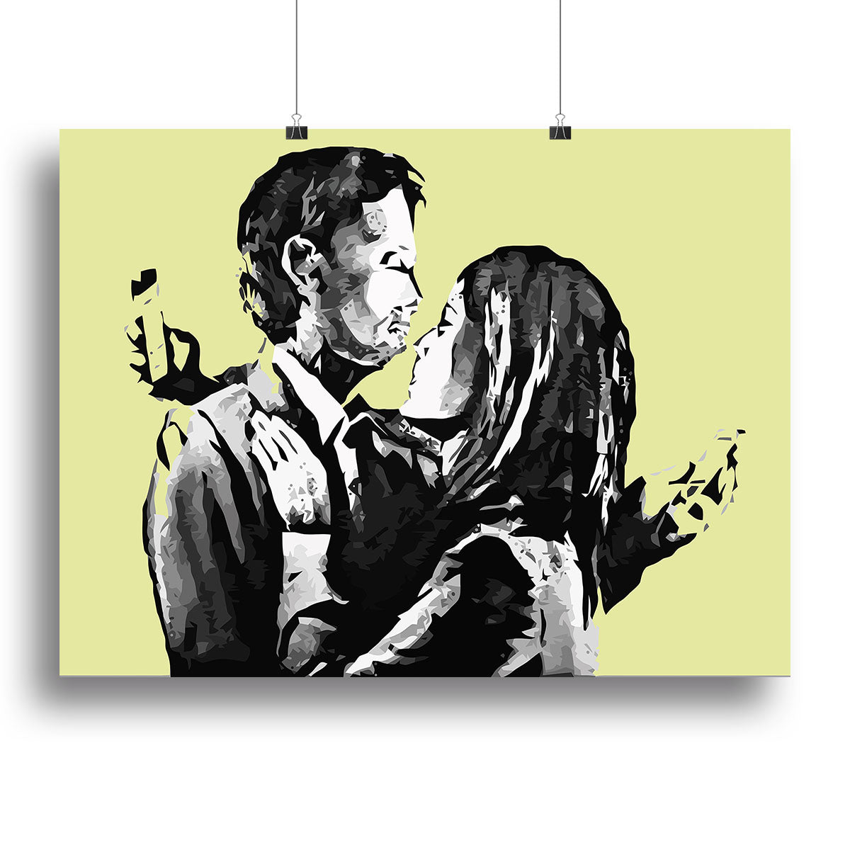 Banksy Mobile Lovers Yellow Poster - Unframed