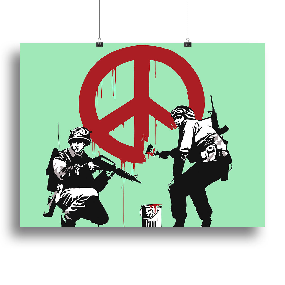 Banksy Soldiers Painting CND Sign Green Poster - Unframed