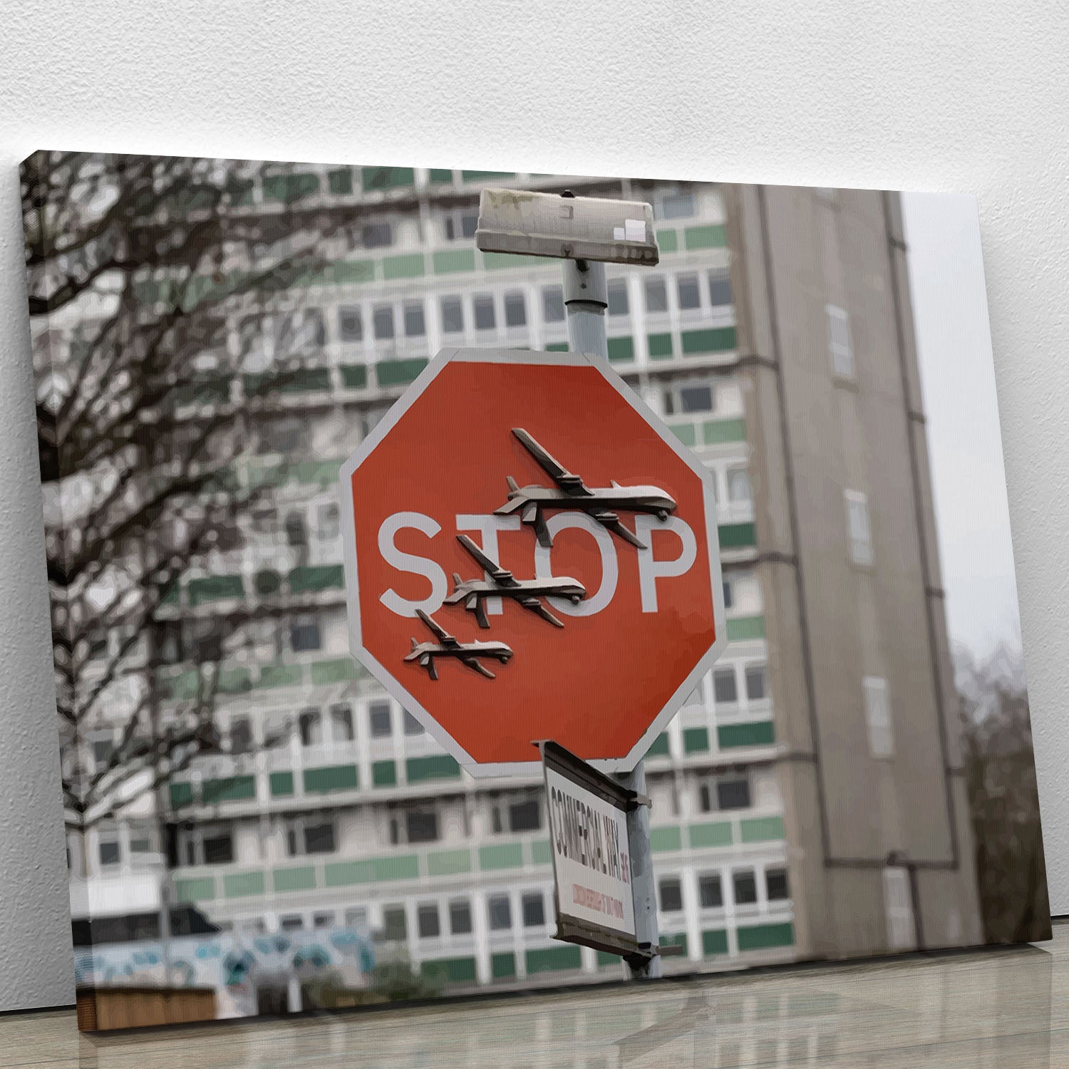 Banksy Stop Sign End War Canvas Print or Poster - Canvas Art Rocks - 1