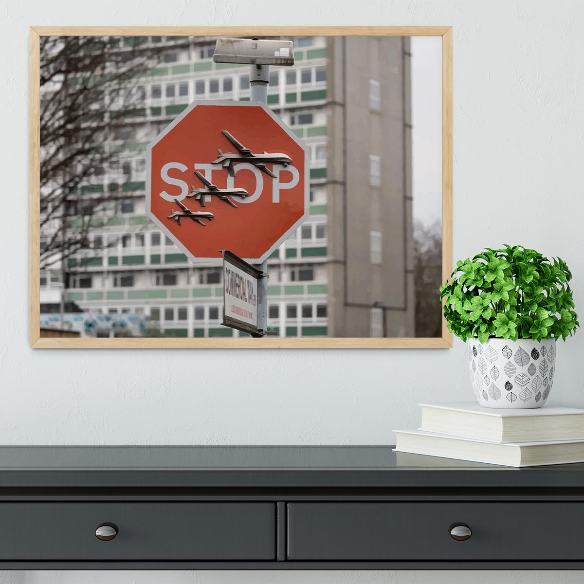 Banksy Stop Sign End War Framed Print - Canvas Art Rocks - 4