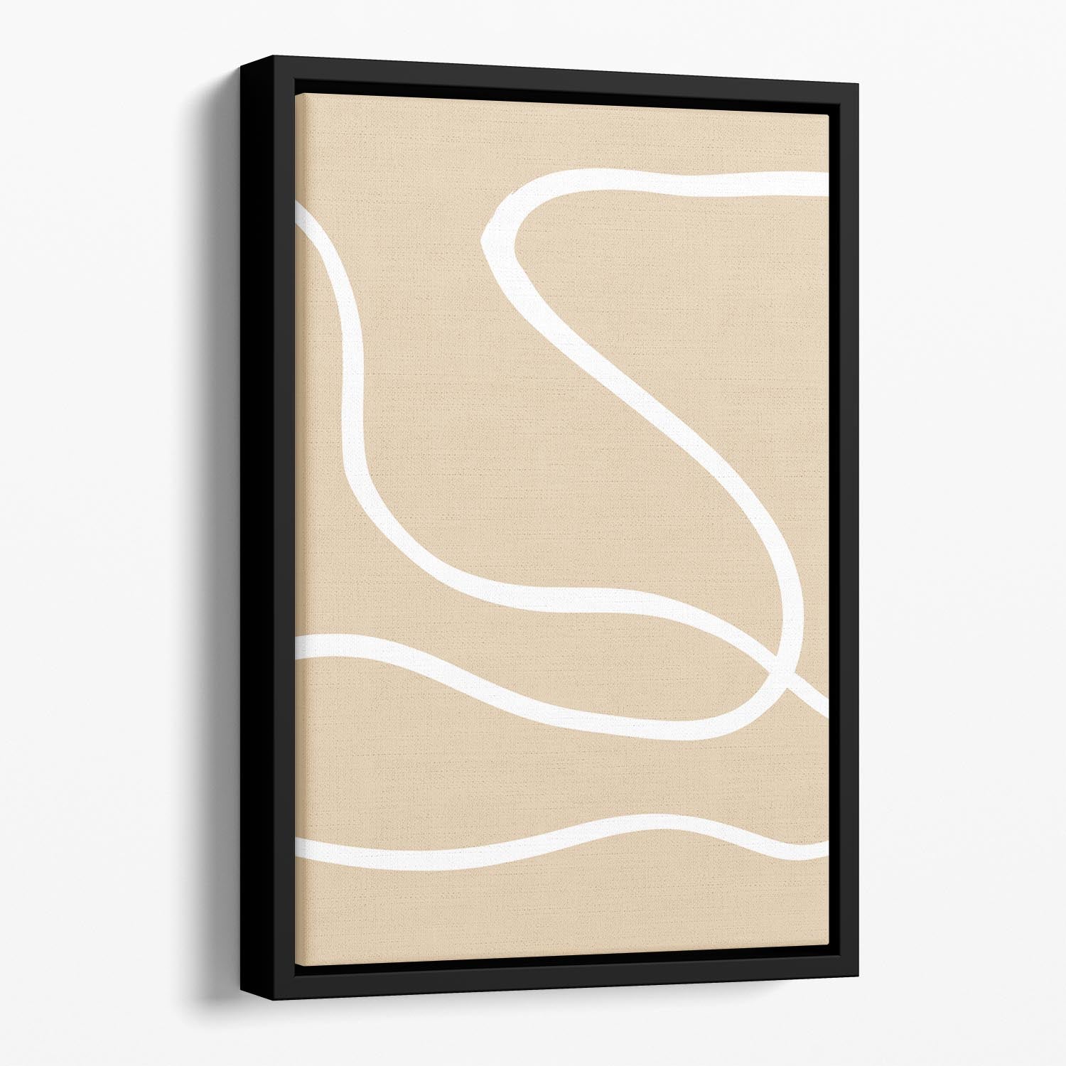 Beige Lines 01 Floating Framed Canvas - 1x - 1