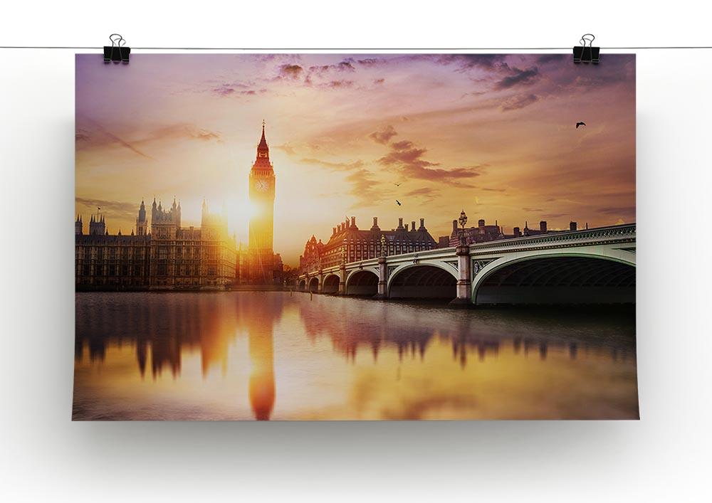 Big Ben and Westminster Bridge at dusk Poster - Unframed