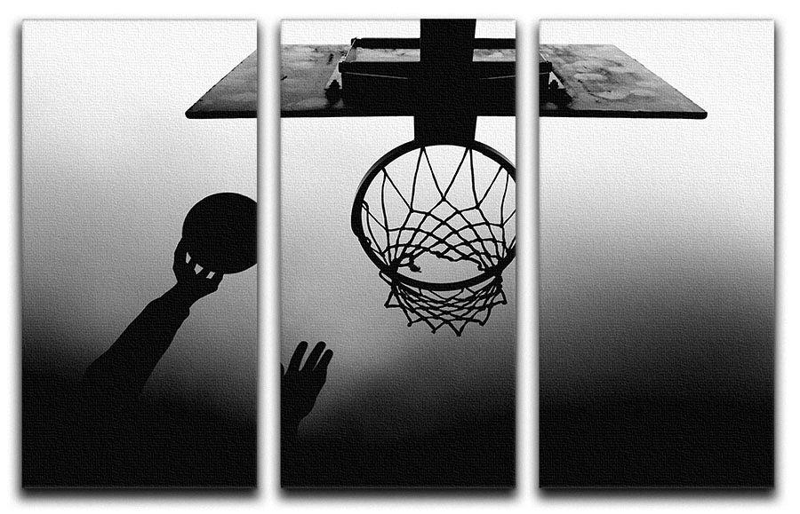 Black And White Basketball Hoop 3 Split Panel Canvas Print - 1x - 1