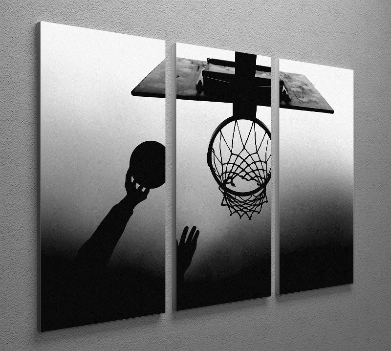 Black And White Basketball Hoop 3 Split Panel Canvas Print - 1x - 2