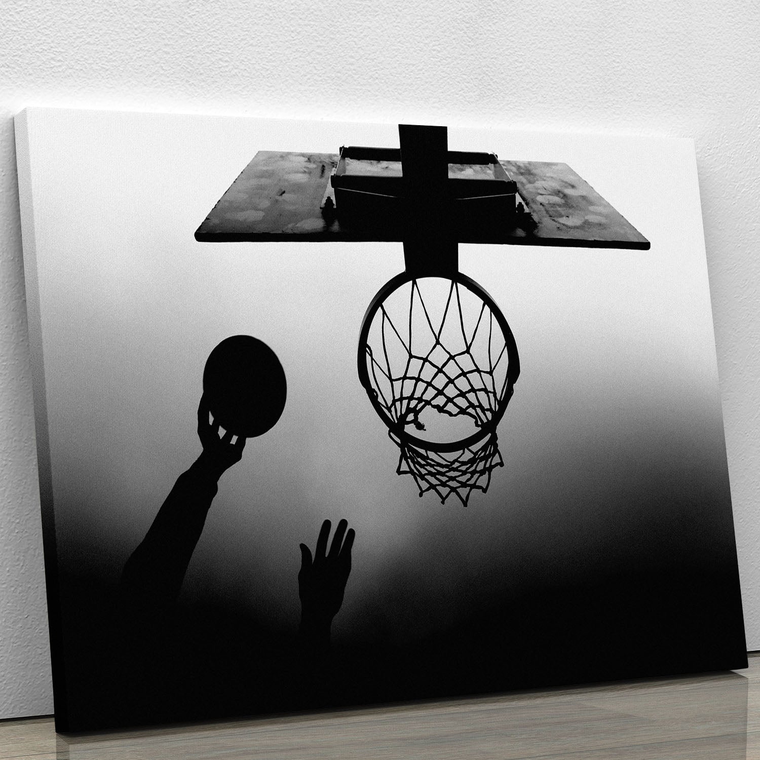 Black And White Basketball Hoop Canvas Print or Poster - 1x - 1
