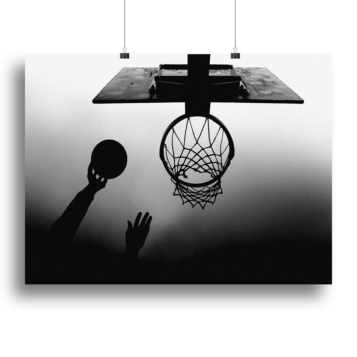 Black And White Basketball Hoop Canvas Print or Poster - 1x - 2