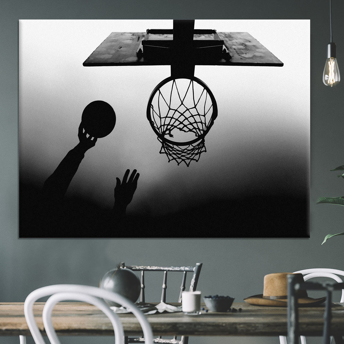 Black And White Basketball Hoop Canvas Print or Poster - 1x - 3