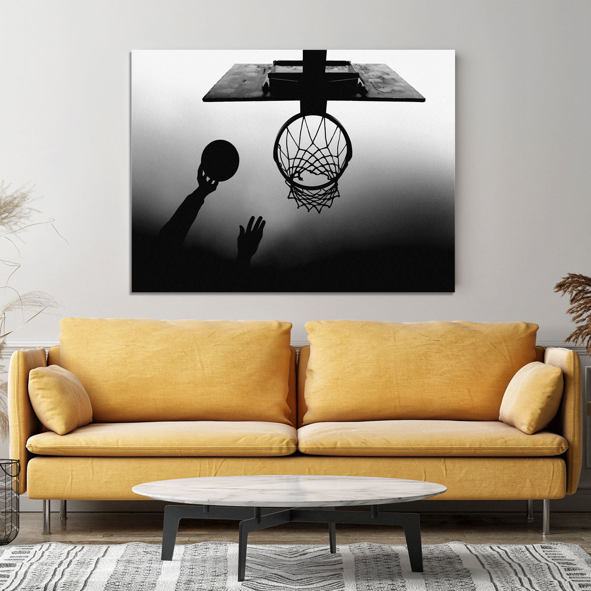 Black And White Basketball Hoop Canvas Print or Poster - 1x - 4