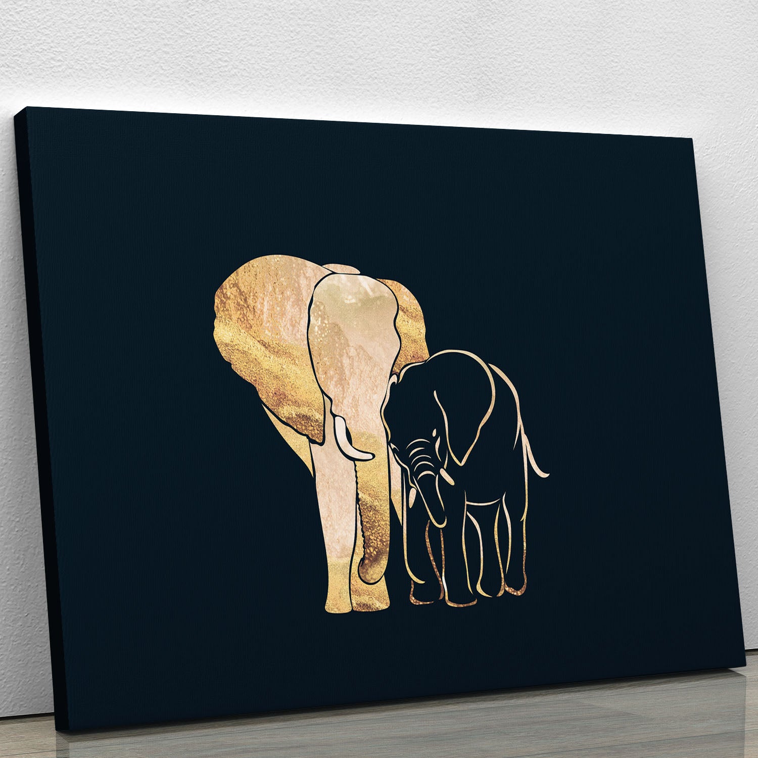 Black Gold Elephants 1 Canvas Print or Poster - 1x - 1