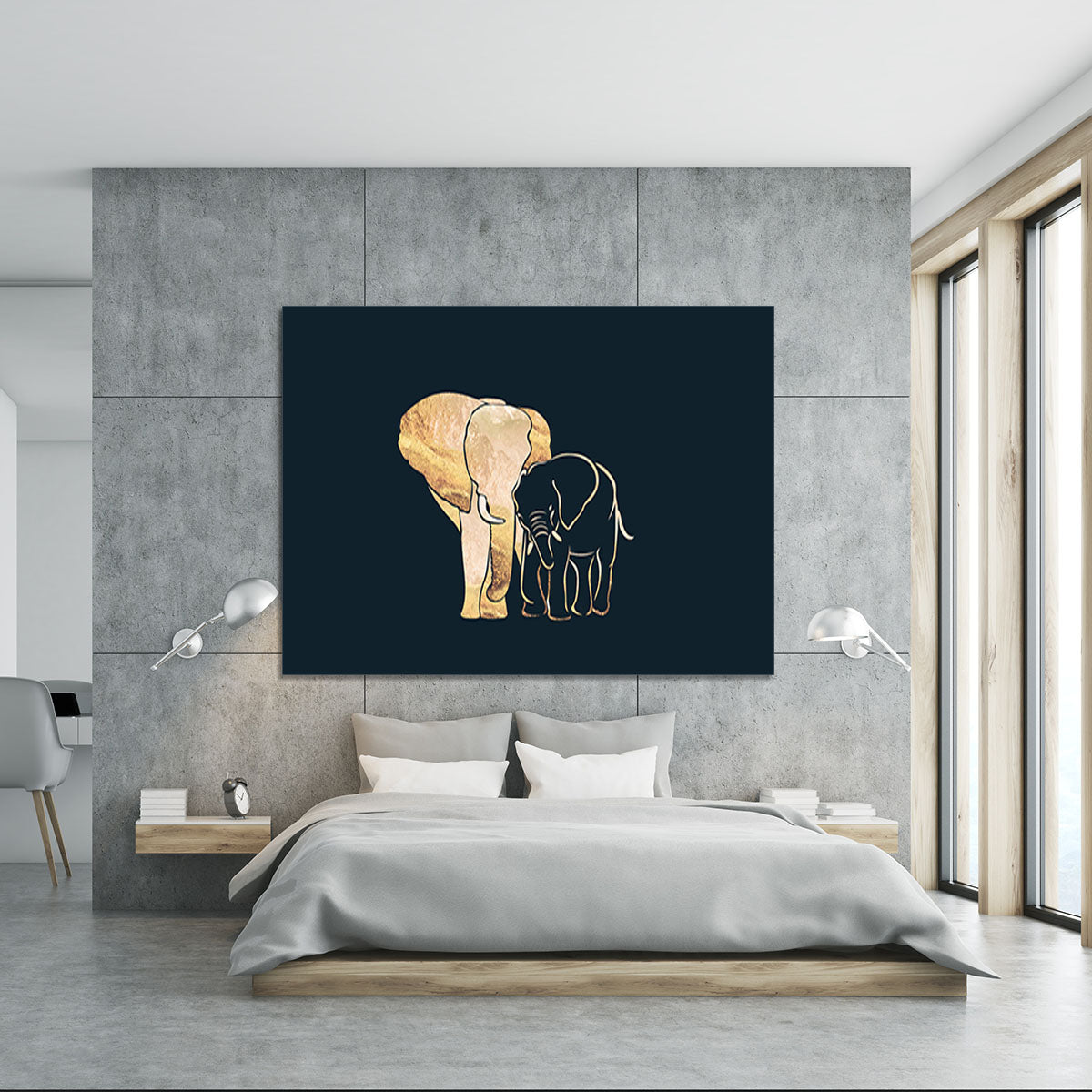 Black Gold Elephants 1 Canvas Print or Poster - 1x - 5