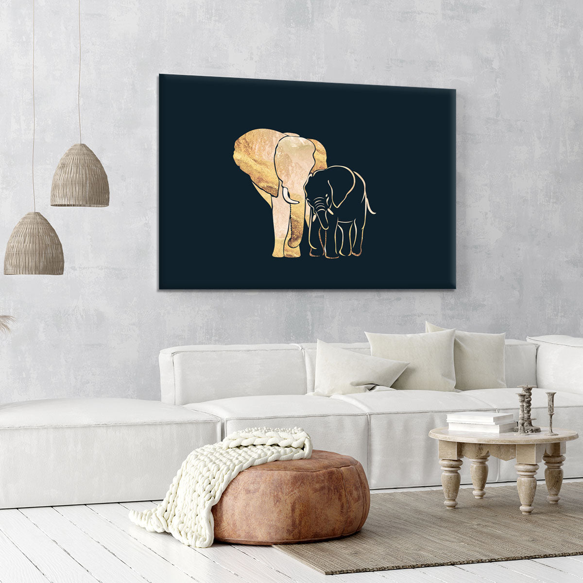 Black Gold Elephants 1 Canvas Print or Poster - 1x - 6
