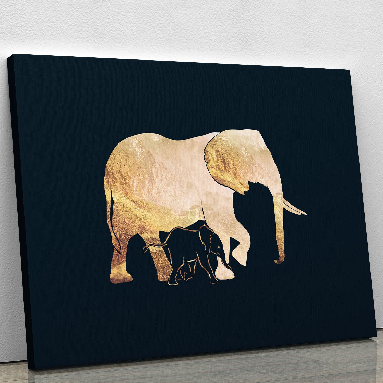 Black gold elephants 2 Canvas Print or Poster - 1x - 1