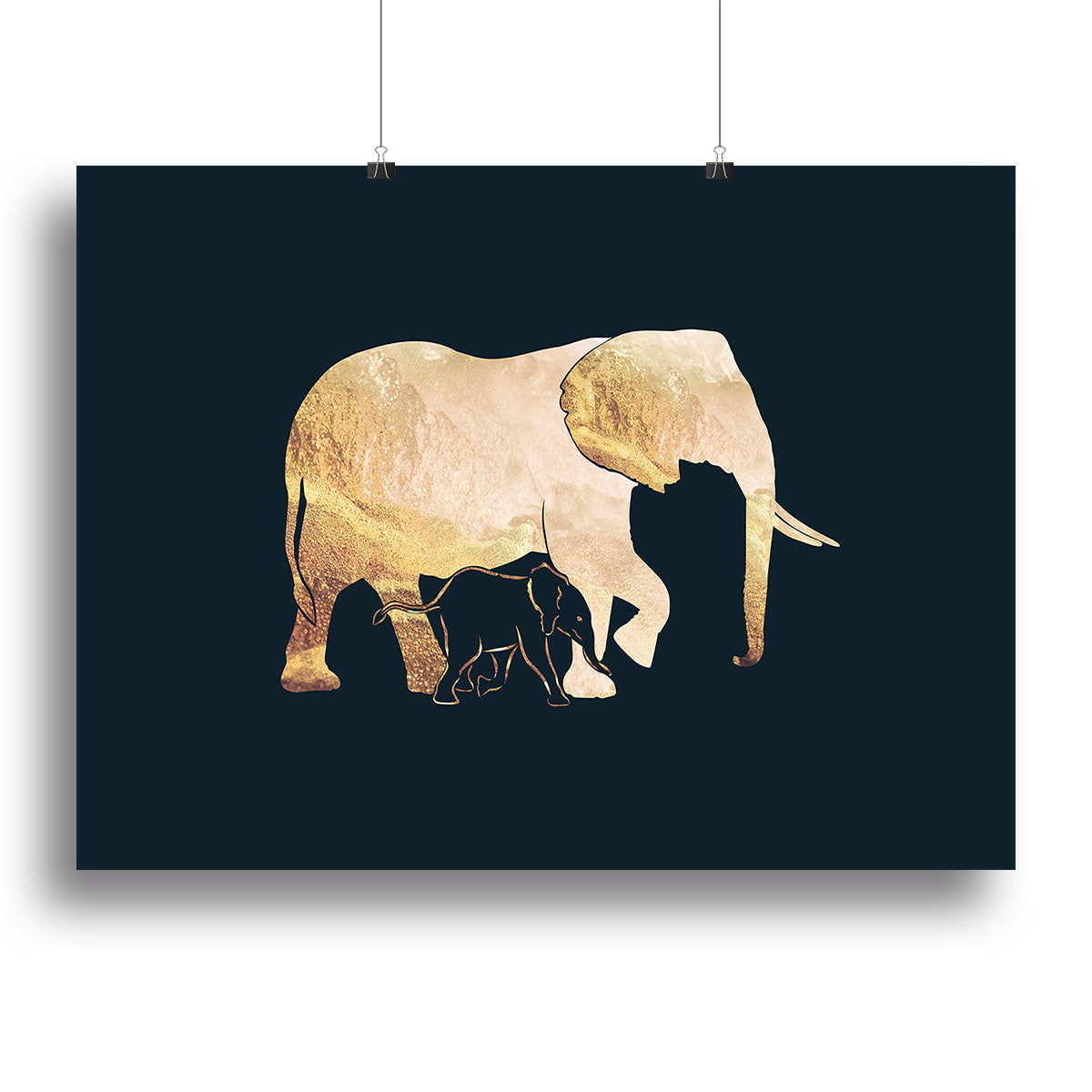 Black gold elephants 2 Canvas Print or Poster - 1x - 2
