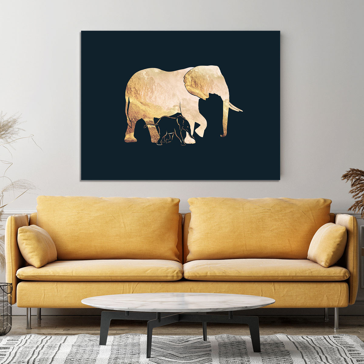 Black gold elephants 2 Canvas Print or Poster - 1x - 4