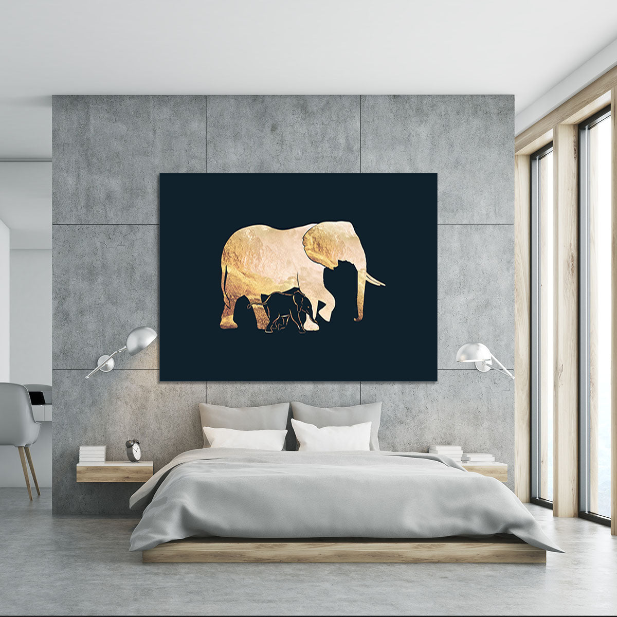 Black gold elephants 2 Canvas Print or Poster - 1x - 5