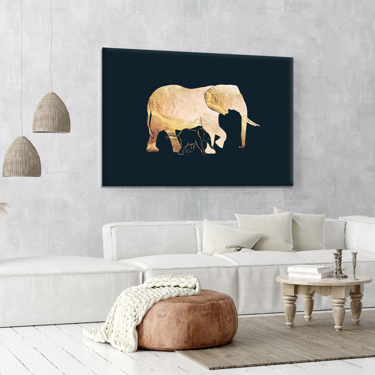 Black gold elephants 2 Canvas Print or Poster - 1x - 6