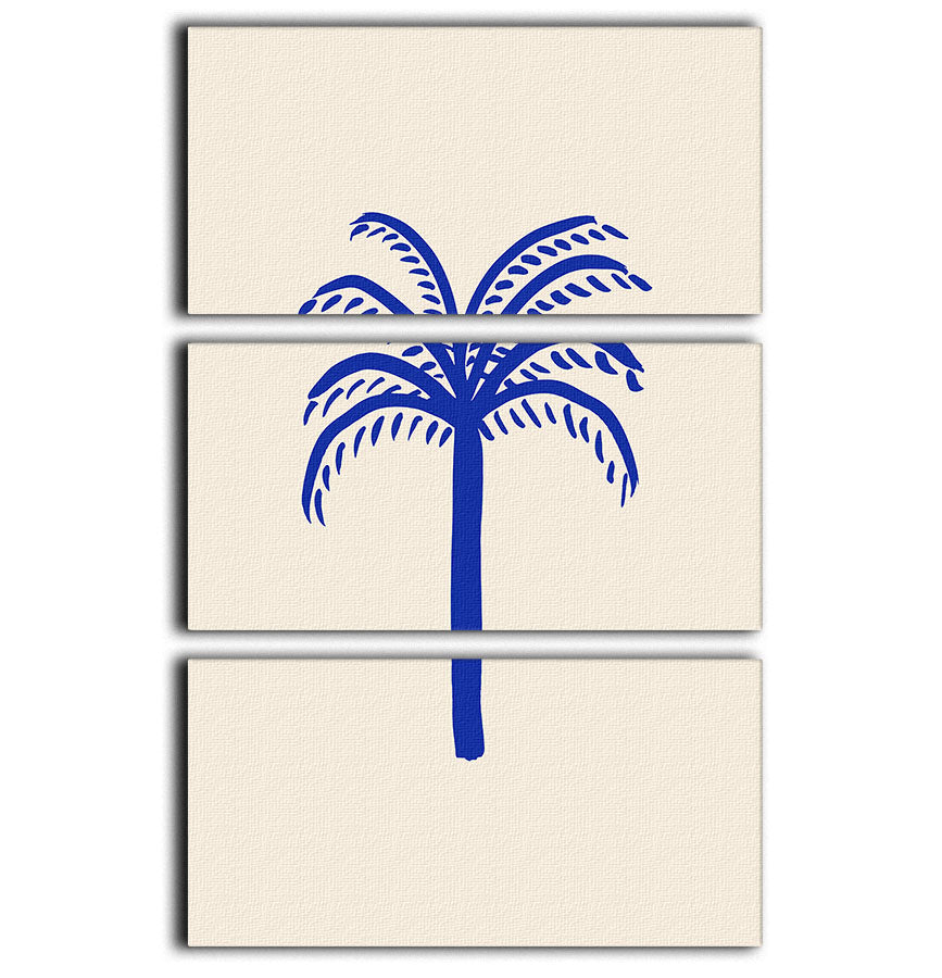 Blue Palm 3 Split Panel Canvas Print - 1x - 1