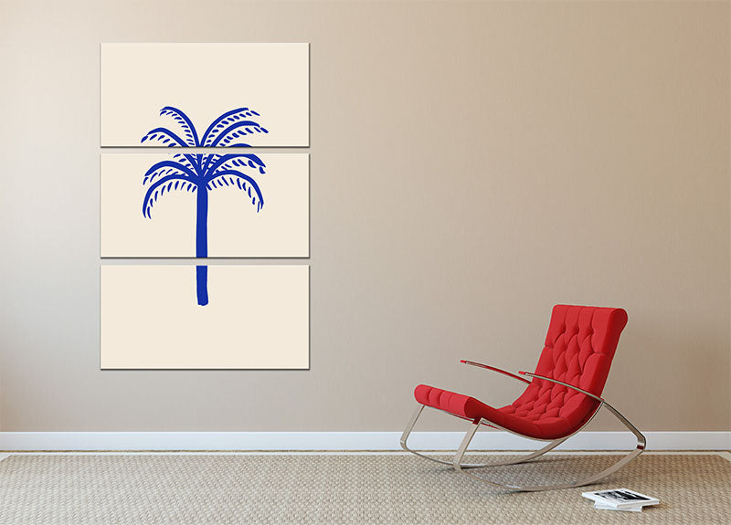 Blue Palm 3 Split Panel Canvas Print - 1x - 2