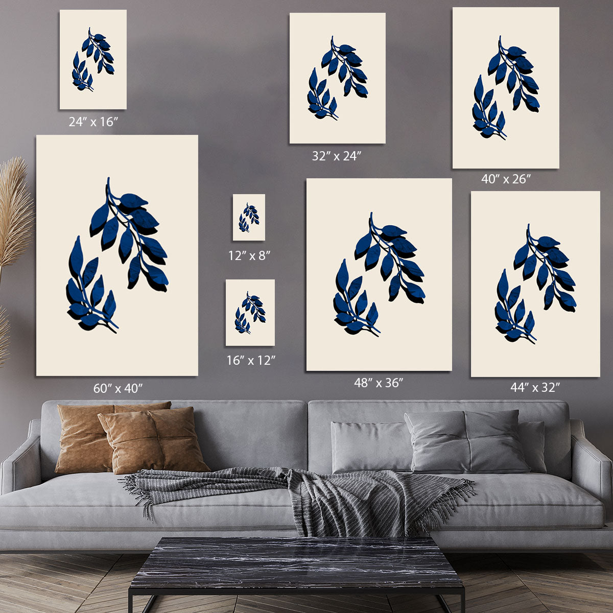 Blue Twig Brush Canvas Print or Poster - 1x - 7
