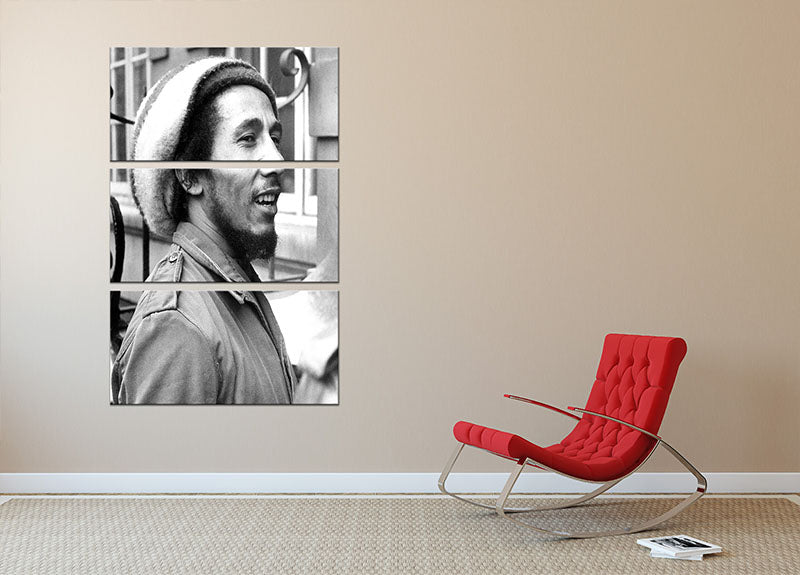 Bob Marley in 1977 3 Split Panel Canvas Print - Canvas Art Rocks - 2