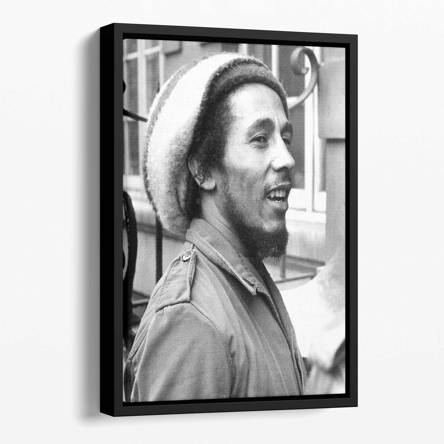 Bob Marley in 1977 Floating Framed Canvas - Canvas Art Rocks - 1