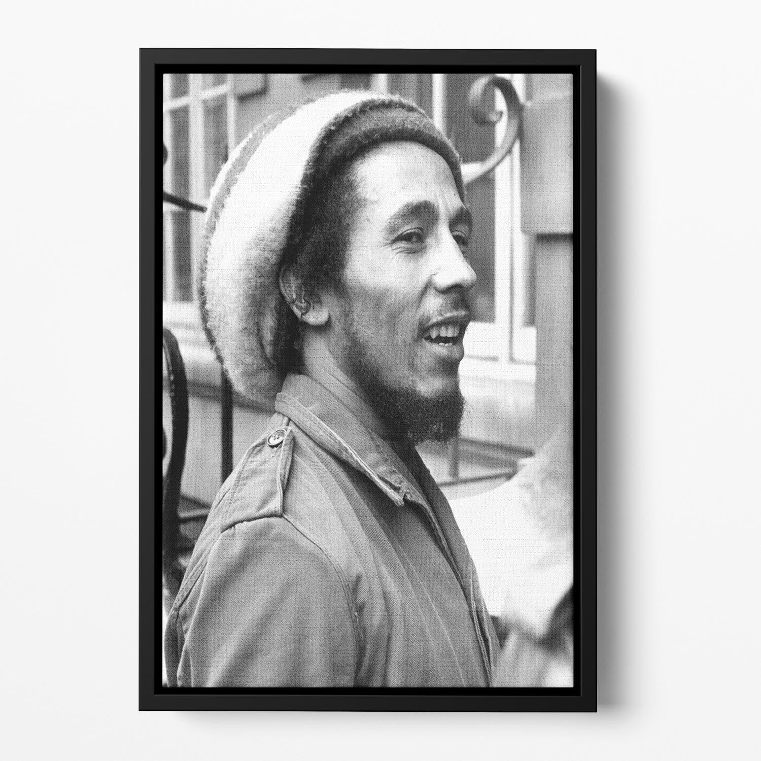 Bob Marley in 1977 Floating Framed Canvas - Canvas Art Rocks - 2